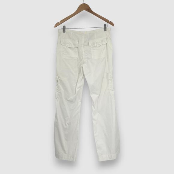 Y2k Old Navy White Eyelet Trim Cargo Pants Women’s Size 6 Regular Stretch - Picture 6 of 7